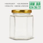 24/36/72 196ml Hexagonal Jam Jars Storage Preserve Pickles Mini Jars Lid