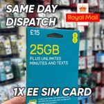1x EE Triple Cut SIM Card – Pay As You Go – £15 Pack – Total Roll Over