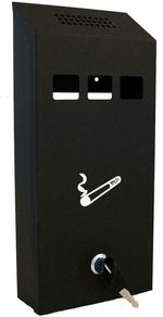 Outdoor Wall Mounted Metal Coated Lockable Ashtray Ash Bin with Lock