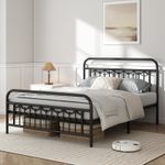 Metal Bed Frame w/Headboard, Footboard, Slatted Bed Base&Underbed Storage Space