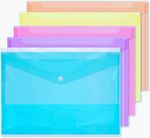 A4 Pastel Folders Pack Assorted Document Stud Wallet Office School Stationery