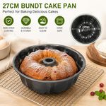 27cm Fluted Ring Bund Cake Tin Round Baking Mould Non Stick Decorating Pan Tray