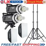 2pcs Godox MS300 Compact Studio Flash Strobe + 60*60cm Softbox + Light Stand