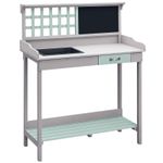 Garden Potting Table with Sink Blackboard and Drawer Wooden Planting Work Bench