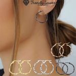  Pairs Surgical Steel Round Twist Hoop Earrings Twisted Drop Dangle Women Girls 