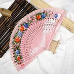 Spanish Style Hand Painted Flower Fan Wood Fan Custom Dance Fan Wedding Gift