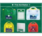 First Aid Station Complete with First Aid Eyewash Burns and Body Fluid Kit Med