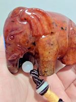 SUPERB Chinese ANTIQUES JADE Carved OLD YELLOW RED SKIN JADE LOVELY ELEPHAT 288g
