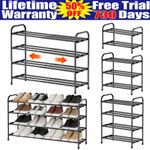 Metal Shoe Rack Stand 2 3 4 tier Adjustable Expandable Organiser Shelves Storage