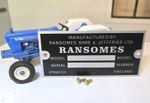 Ford Ransomes Sims Later Reversible Plough ID Identification Metal Chassis Plate