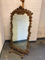 Large 19th Century Antique Decorative Mirror with Ornate Carved Walnut Frame