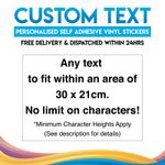 Personalised Custom Name Text Vinyl Sticker Transfer Decal 30 x 21cm (Option 2)