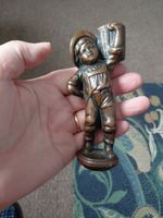 Antique  Coppered Finish  Iron,magnetic Boy, Match Holder? 14cm High. No  Base.
