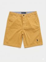 Mens Cotton Summer Polo Brown/Tan Chino Stretch Shorts Flat Front