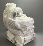 NAPPY CAKE PRAM baby girl or baby boy for baby shower or maternity gift white