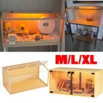 Large Wooden Hamster Cage Chewproof Guinea Pig Cage with Easy View Glass Panels