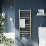 Brushed Brass Gold Heated Towel Rail Rack Ladder round Bathroom 3 Sizes To pick 