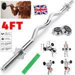 4ft EZ Curl Spinlock Barbell Weightlifting Bar 48" 4 Foot Gym Weight Lifting