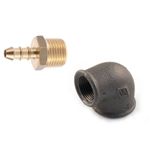 FULHAM NOZZLE 1/2" MALE BSP THREAD PLUS 3/4" TO 1/2" REDUCING FEMALE IRON ELBOW