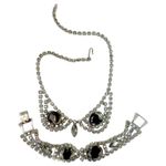 Sparkliest 'Black Diamond' Crystals & Givré Collar and Bracelet Set a la Juliana