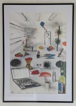 Original Drawing Painting Pen Watercolour Ink Signed Classroom Teacher Framed RW