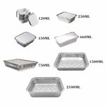 100 OR 200 Aluminium Foil Containers with Paper Lids Takeaway BBQ Food Storage