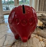 Vintage Bitossi Ceramic Piggy Bank — Aldo Londi, Rimini Red, Genuine