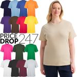 Ladies Classic Cotton T Shirt  Plain Top Size 6 to 32 - WOMENS LOOSE FIT CASUAL