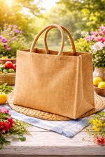 5 x Natural Medium Jute Bags Eco Reusable Shopping Gift Tote Handle (£2.58 each)