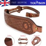 TOURBON Leather Rifle Shoulder Strap Gun Sling Padded with Finger Rest Hunting