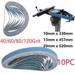 10 Belts/Pack Sanding Belts 40-120Grit Sandpaper 10x 330mm.13x 457mm.20 x 520mm