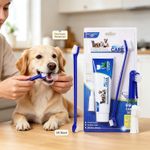 UK Dog Dental Kit 3 In 1 Beef Vanilla Edible Toothpaste Dual Brush