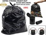 EXTRA STRONG HEAVY DUTY BLACK BIN LINERS. RUBBISH BAGS WASTE REFUSE SACKS. 180G