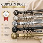 Curtain Pole Extendable Metal Chrome 28mm With Finials Rings Hooks Rod Fittings