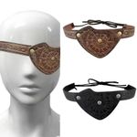 Medieval Leather Eye Patch Vintage Embossed Halloween LARP Costume Accessory