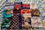 Job lot 12 Vintage Scarves Bundle Floral Abstract Geometric silk polyester Mixed