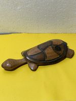 Hand Carved Wooden Turtle Figurine Rustic Home Decor Ornament Gift Idea 6 Inch