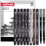 Uni Ball Pin Drawing Pen Fineliner Ultra Fine Line Marker in 5 Colours 12 Pack