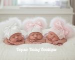 Baby Girls Lovely Knitted Pom Pom Hats with Ribbon Size Newborn