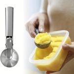 Premium Stainless Steel Ice Cream Scoop with Trigger Heavy- Duty Non Stick