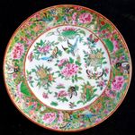 Antique C19th Chinese Export Famille Rose Plate Birds Butterflies Flowers c1880
