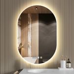 LED Bathroom Mirror Oval with Demister 3 Colour Dimmable Lights Memory Function