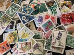 25 FLOWERS on STAMPS From Around the World - No Duplicates - FREE SHIPPING!