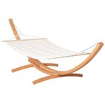 Outsunny Outdoor Garden Hammock Swing Hanging Bed w/Wooden Stand for Patio White