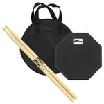 Tiger TDA4-Pack, 8" Drum Practice Pad with 5A Hickory Drumsticks and Carry Bag