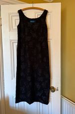 Monsoon Women’s Black Floral Jacquard Sleeveless Scoop Neck Zip Dress UK 16