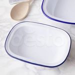White & Blue Enamel Falcon Steak Pie Pudding Baking Oblong Bake Oven Dish Tin