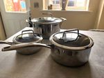 Stellar Stainless Steel Non-Stick 3-Piece Saucepan Set with Lids