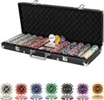 500 Chips Texas Holdem Set with Aluminum Case,2 Decks Cards,Dealer,Blinds,5 Dice