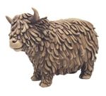 Hughie Highland Cow standing wood effect ornament figurine Lesser & Pavey (19cm)